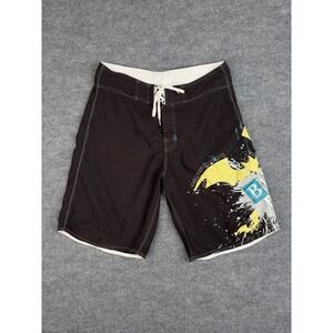 Billabong Graphic Rare Halloween Boardshorts Goth Bat Sz 33 Black Surf Swim Y2K